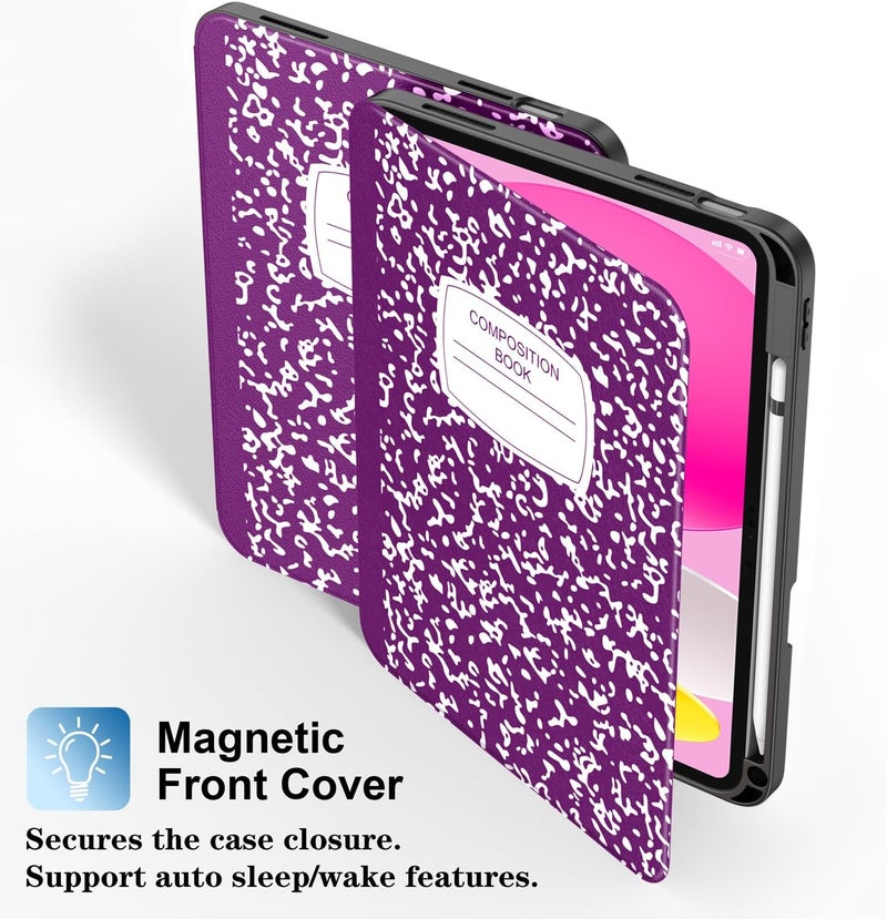 Supveco Case for iPad (A16) 11th Generation 11 inch (2025),iPad 10th Generation 10.9 inch (2022) with Pencil Holder-[Auto Wake/Sleep],Premium Folio Stand Case with Soft TPU Back Cover-New Purple - Image 3